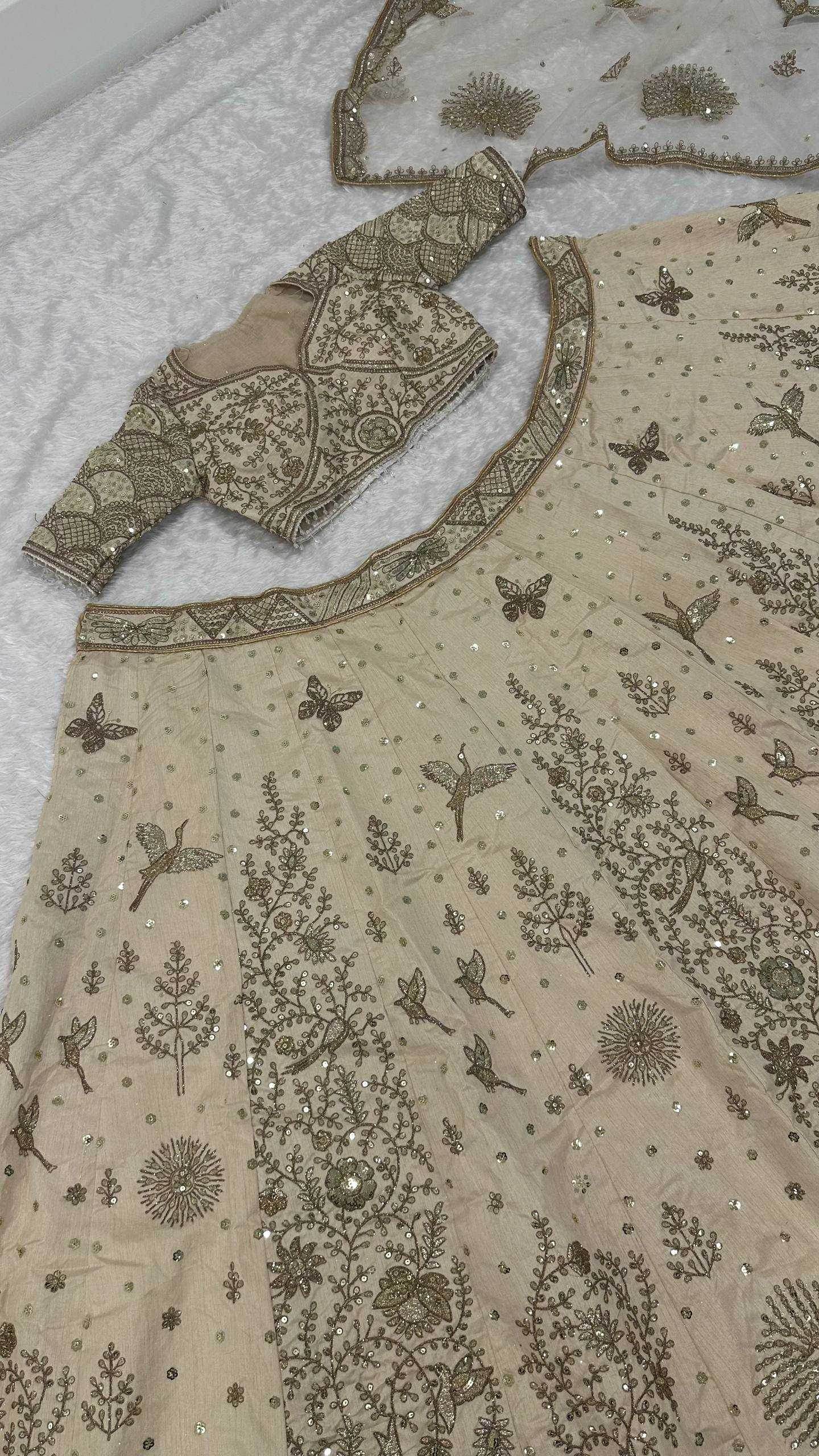 Slub Silk Embroidered Lehenga - MYLUXURY LANE ENTERPRISE